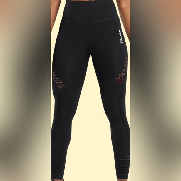 Gymshark Energy black casual yoga lightweight athletic Seamless Leggings tight S - Picture 1 of 3